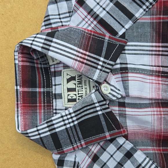 Boys Plaid Button Down Shirt with Pearl Snaps - Picture 5 of 10